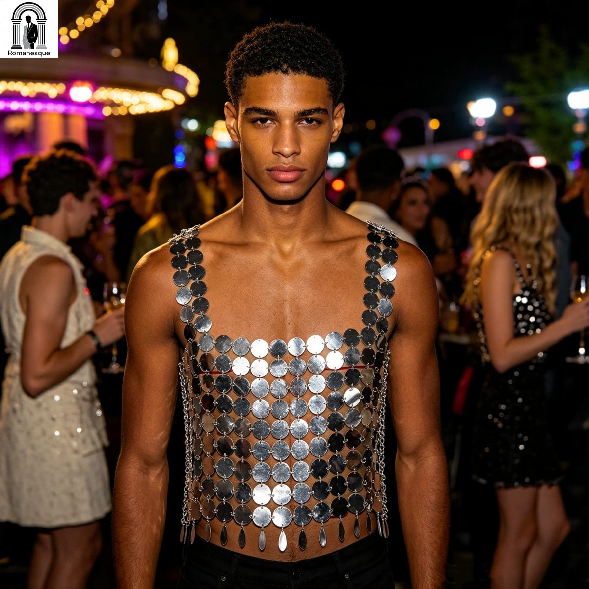 Body Jewelry Vest - Colete Masculino de Moda com Corrente