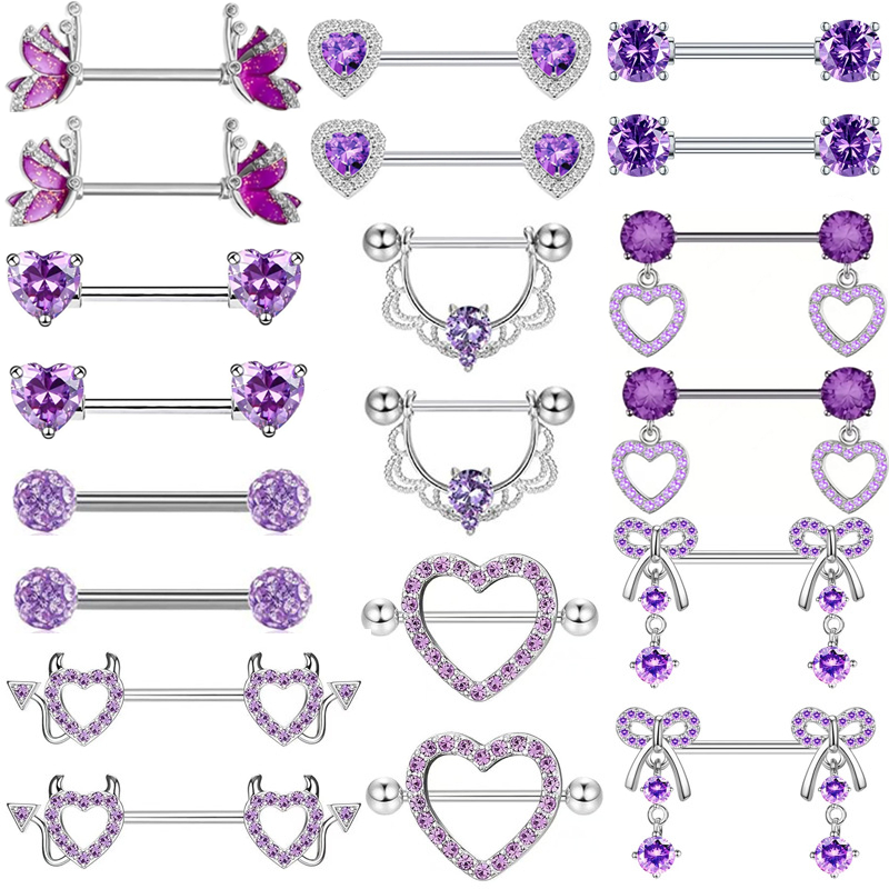 Body Jewelry Changing Kit - Roxo butterlfy mamilo piercing conjunto de