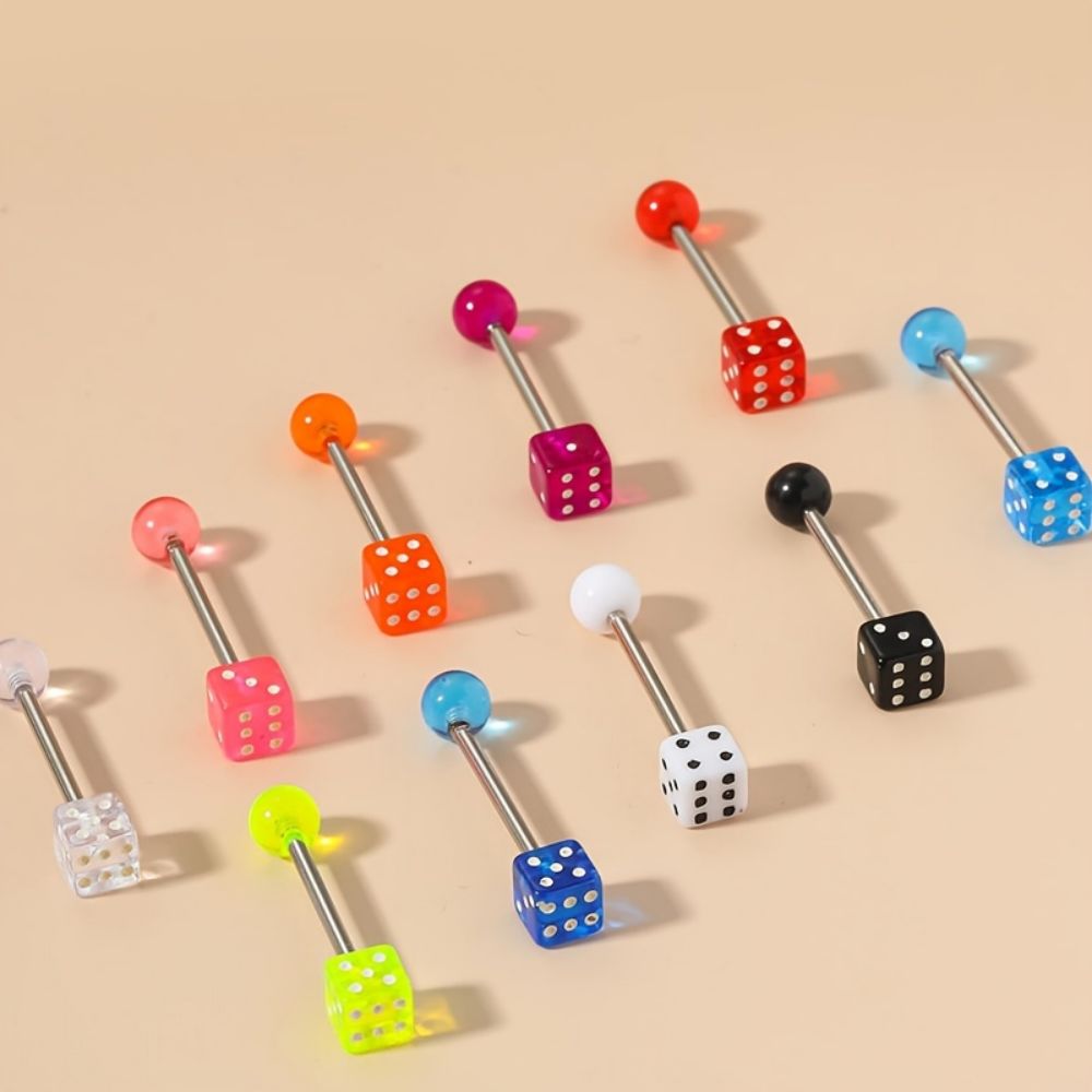 Body Jewelry Changing Kit - 10 pcs Tongue Nails Set Multicolor