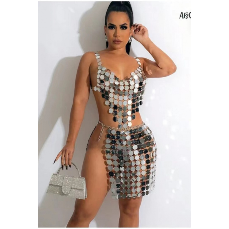 Body Jewelry Vest - Mulheres corpo jóias colete acrílico lantejoulas
