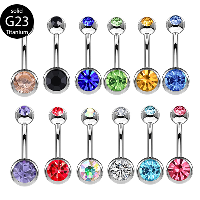 Body Piercing Quality Jewelry - G23 titânio duplo gem belly button