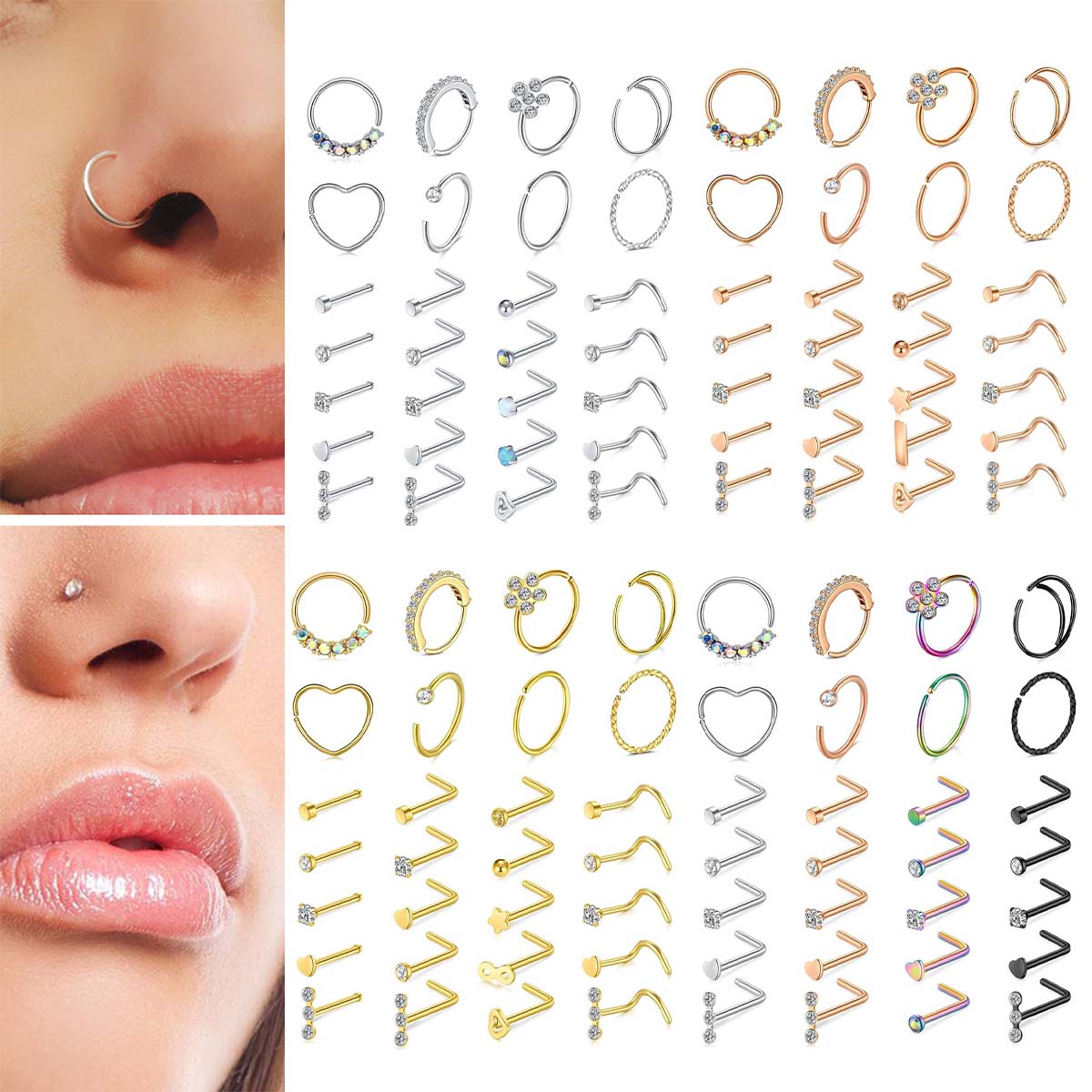 Body Jewelry Changing Kit - 28 Pçs/set 20g Anéis de Nariz