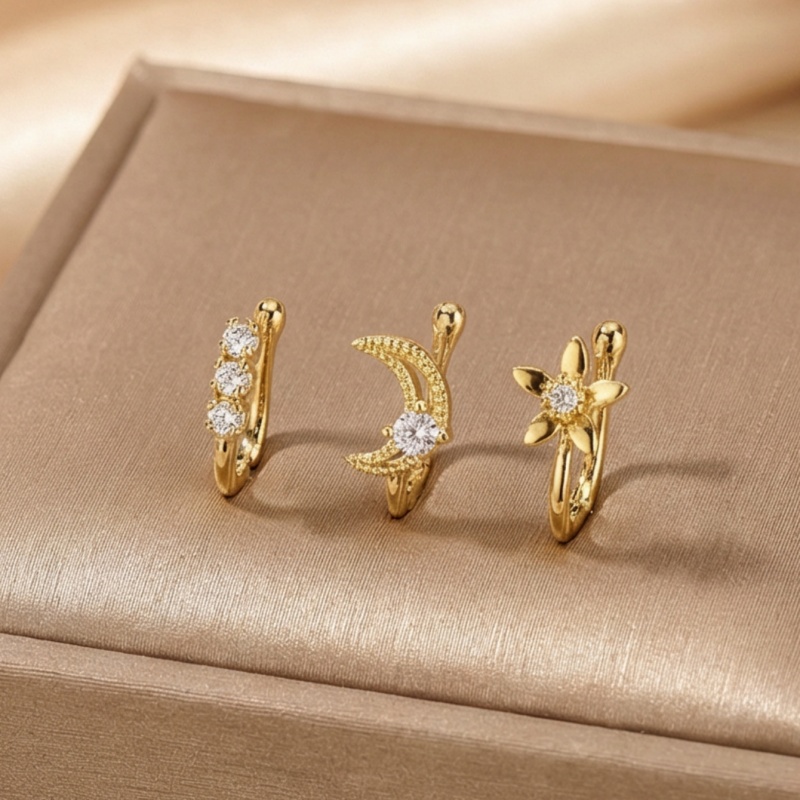 Body Jewelry Materials - Conjunto de 3 clipes de nariz