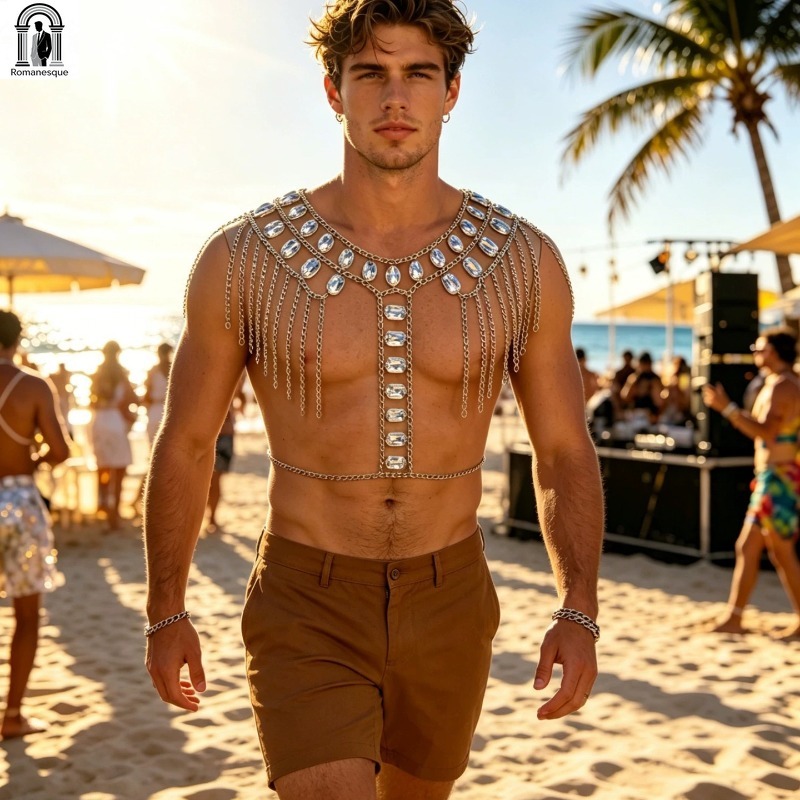 Colete Masculino de Moda com C - Body Jewelry Vest avaliação e preço