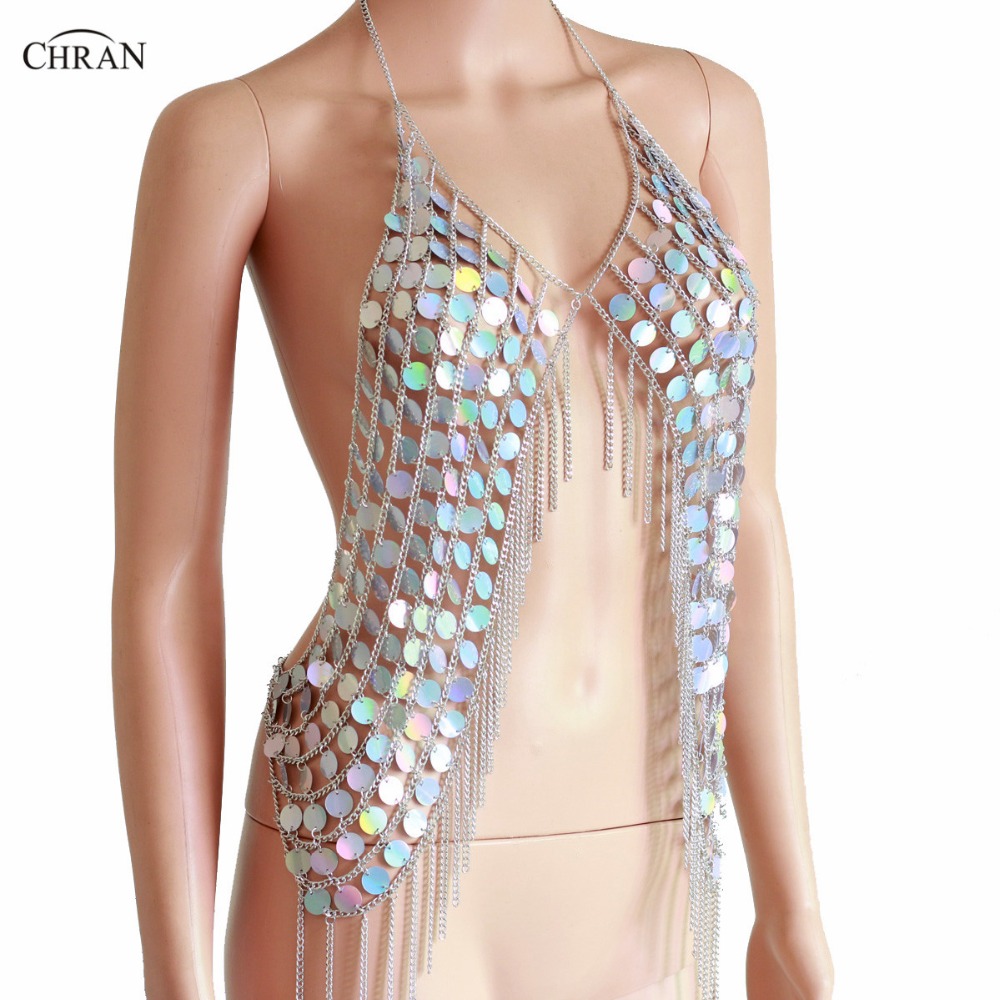Chran novo sexy spark vest ver - Body Jewelry Vest avaliação e preço