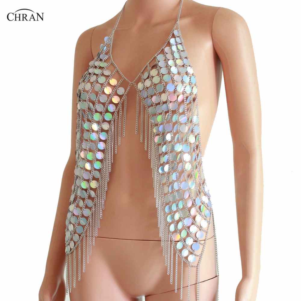 Chran novo sexy spark vest ver - Body Jewelry Vest avaliação e preço