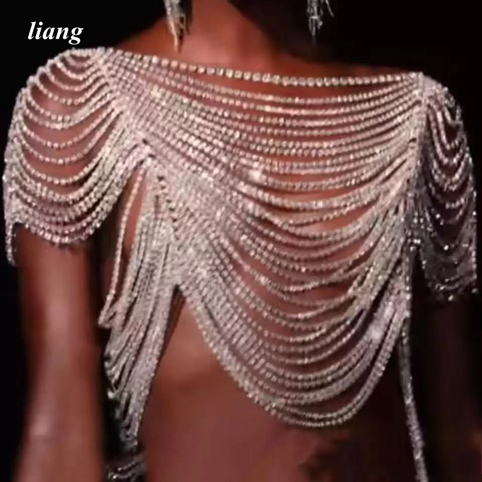 Sexy corpo corrente biquíni co - Body Jewelry Vest avaliação e preço