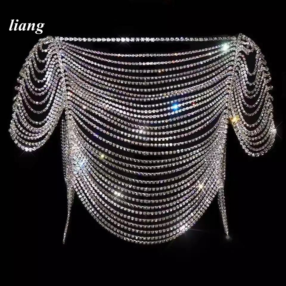 Sexy corpo corrente biquíni co - Body Jewelry Vest avaliação e preço