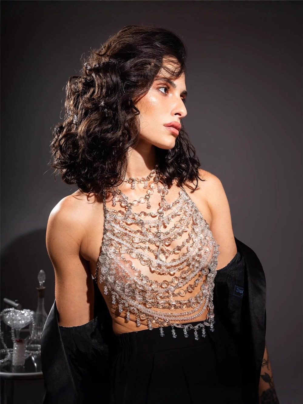 Colete frisado feito à mão pin - Body Jewelry Vest avaliação e preço
