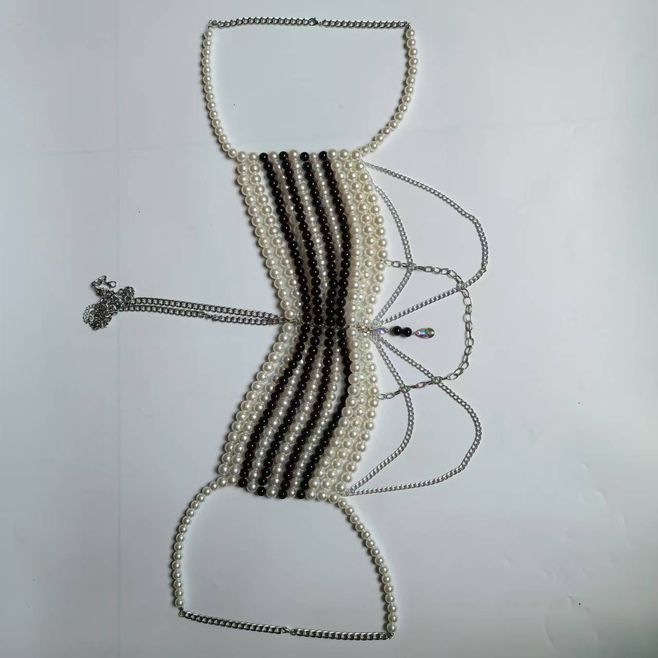 Preto branco tecido de plástic - Body Jewelry Vest avaliação e preço