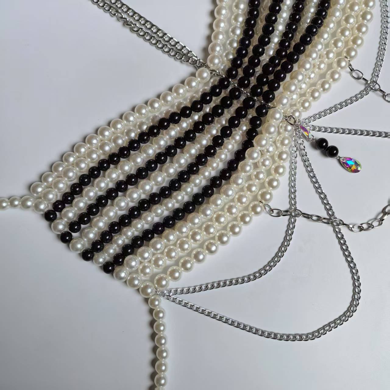 Preto branco tecido de plástic - Body Jewelry Vest avaliação e preço